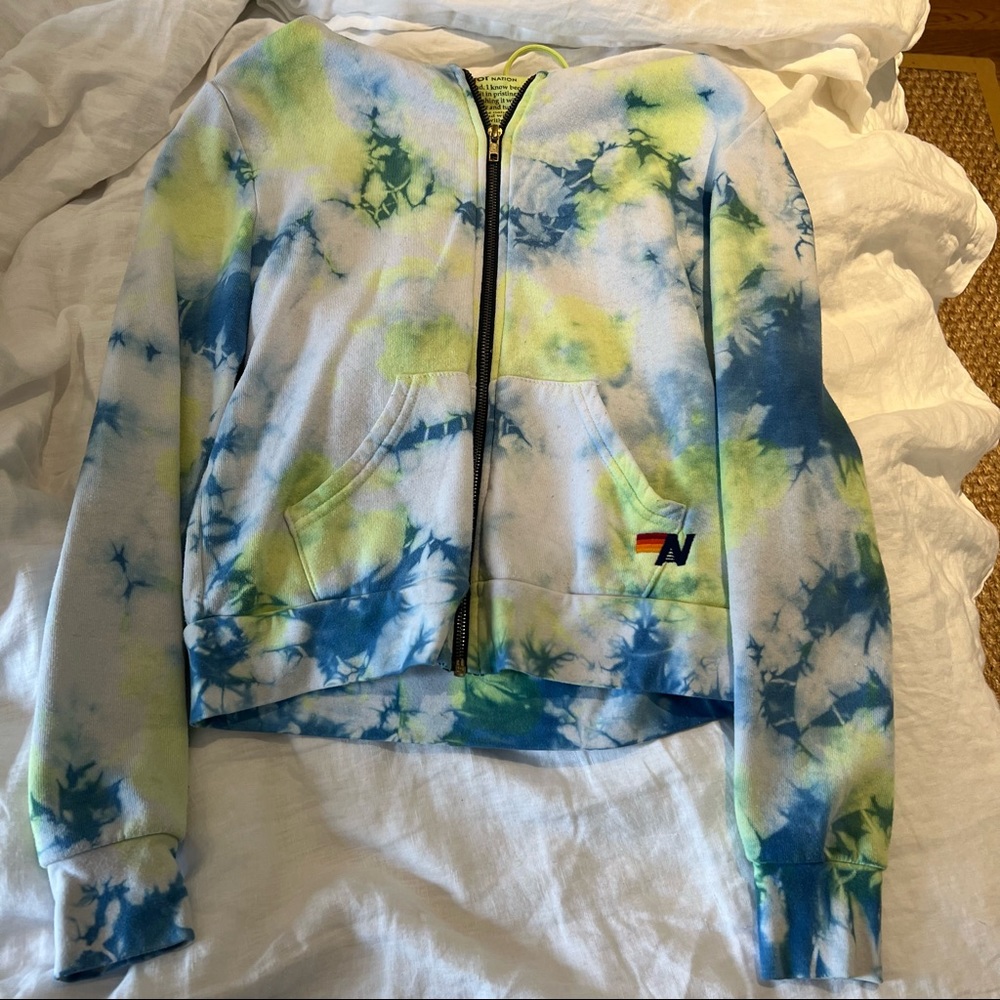 Aviator Nation Blue and Yellow Tie-Dye Hoodie